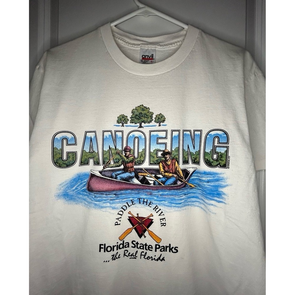 Vintage 90's Single Stitch "Canoeing Florida State Park"Nature Graphic T-Shirt